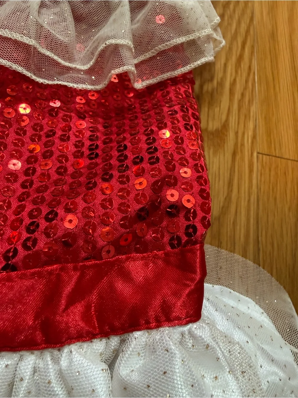 Small Red & White Sequin Pet Dress or Costume